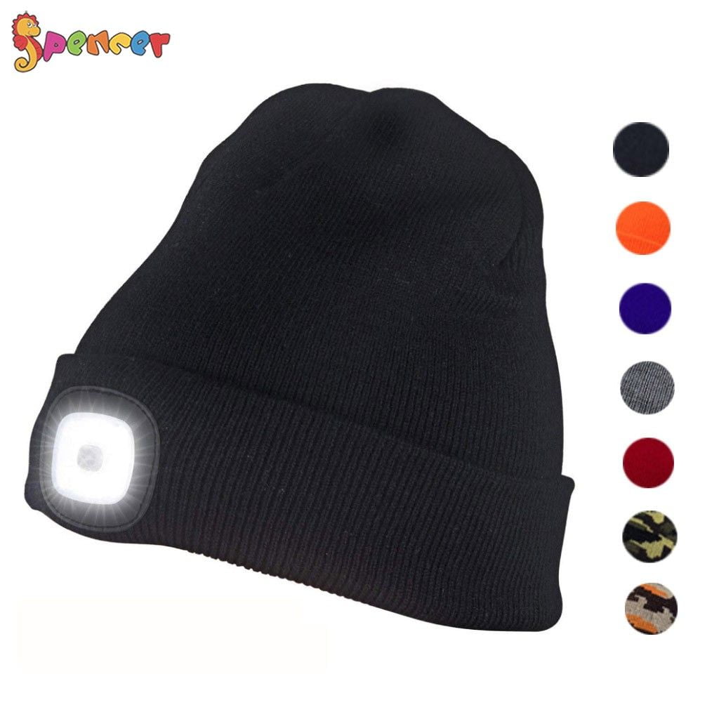 LED Beanie Head Light Hat Cap Bike Cycle USB Rechargable 4hrs Light 4 Colours