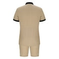 thumbnail image 6 of Mrmaere Men's Collared Button Up Shirt and Shorts Set Short Sleeve 2 Piece Striped for Casual Daily Khaki L, 6 of 6