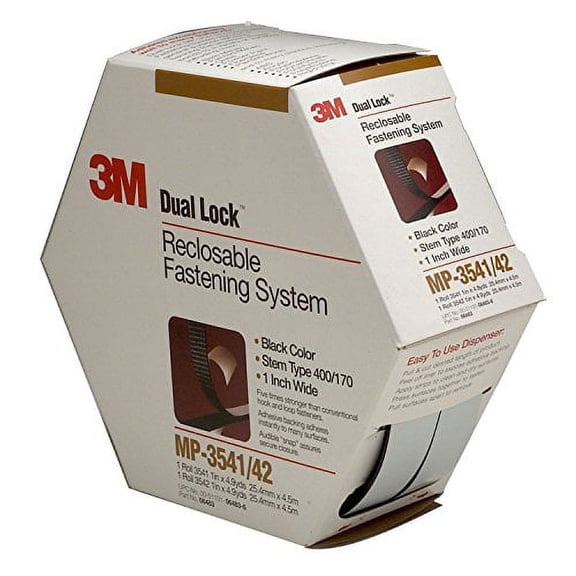 3M Dual Lock Reclosable Fastener MP3541/MP3542 400/170 Black, 1 Inch x 5 Yard, 06483