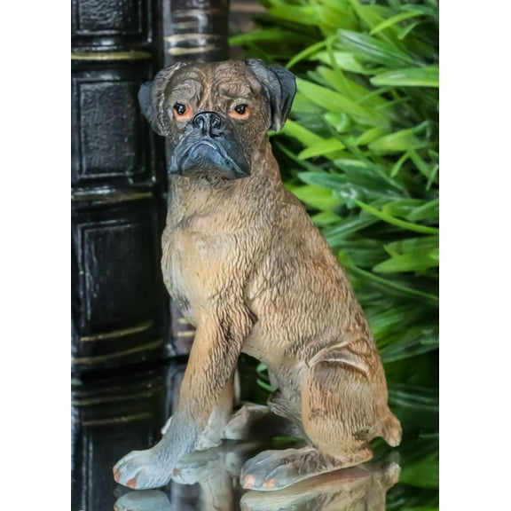 Realistic Pet Pal Adorable Sitting Brindle Boxer Dog Dollhouse Mini Figurine