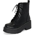 thumbnail image 6 of Chariot & Co Pure Women's Chunky Lug Sole Combat Lace-Up Fashion Ankle Boots, Black, 8.5, 6 of 7