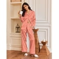 thumbnail image 2 of Ekouaer Silk Satin Pajamas for Women Button Down Pjs Set Long Sleeve Loungewear 2 Piece Wide Leg Sleepwear, 2 of 6