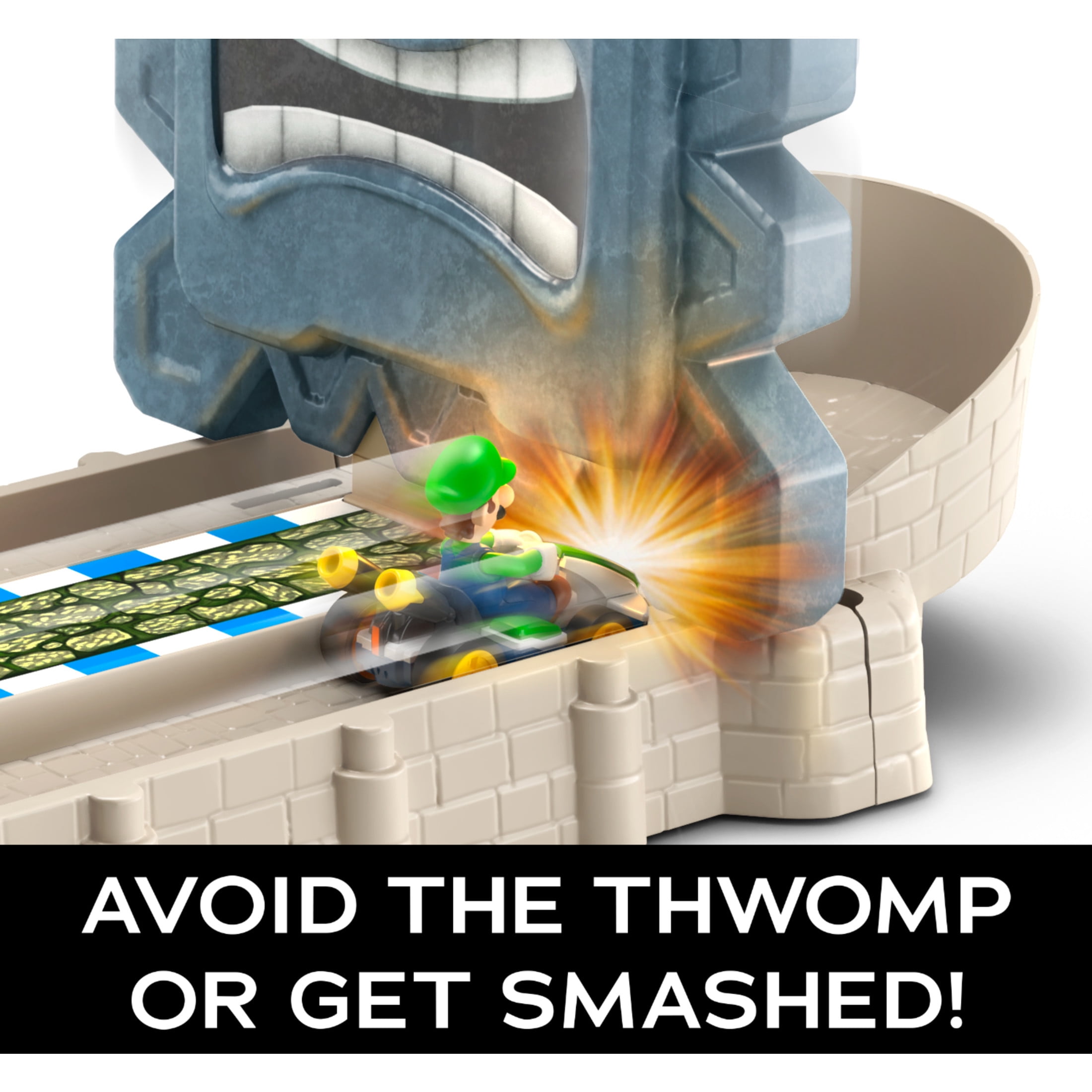 Hot Wheels Mario Kart Thwomp Ruins Track Set with Mario Kart Vehicles and Nemesis from Video Game