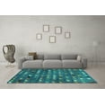 thumbnail image 3 of Ahgly Company Indoor Round Abstract Turquoise Blue Modern Area Rugs, 3' Round, 3 of 4