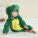thumbnail image 5 of Green Dinosaur Zipper Hooded Onesie Nightshirt Stylish Soft Loose Home Rompers for Kids Boy Girl, 5 of 5