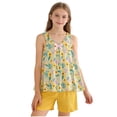 thumbnail image 2 of ATOGUTA Girls Two Piece Outfit Sleeveless Tank Tops and Elastic Waist Shorts Cute Summer Short Sets Size 4T-16, Yellow, 2 of 8