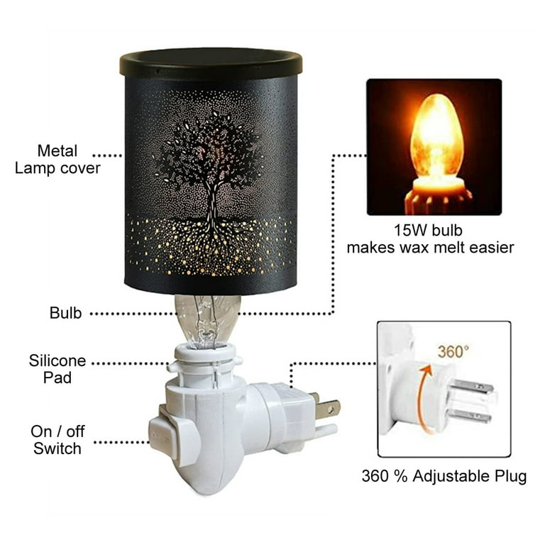 Threns Metal Wax Warmer Wall Plug in Wax Melt Fragrance Warmer Oil Burner Wax Melt Night Light for Home, Size: 7.5, Other