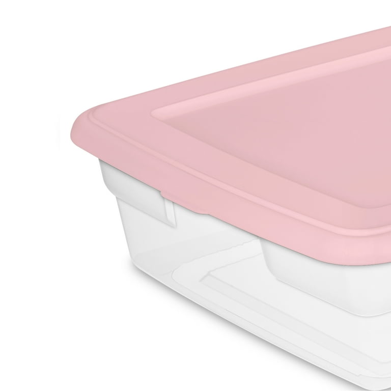 Sterilite 18 Gallon Tote Box Plastic, Blush Pink