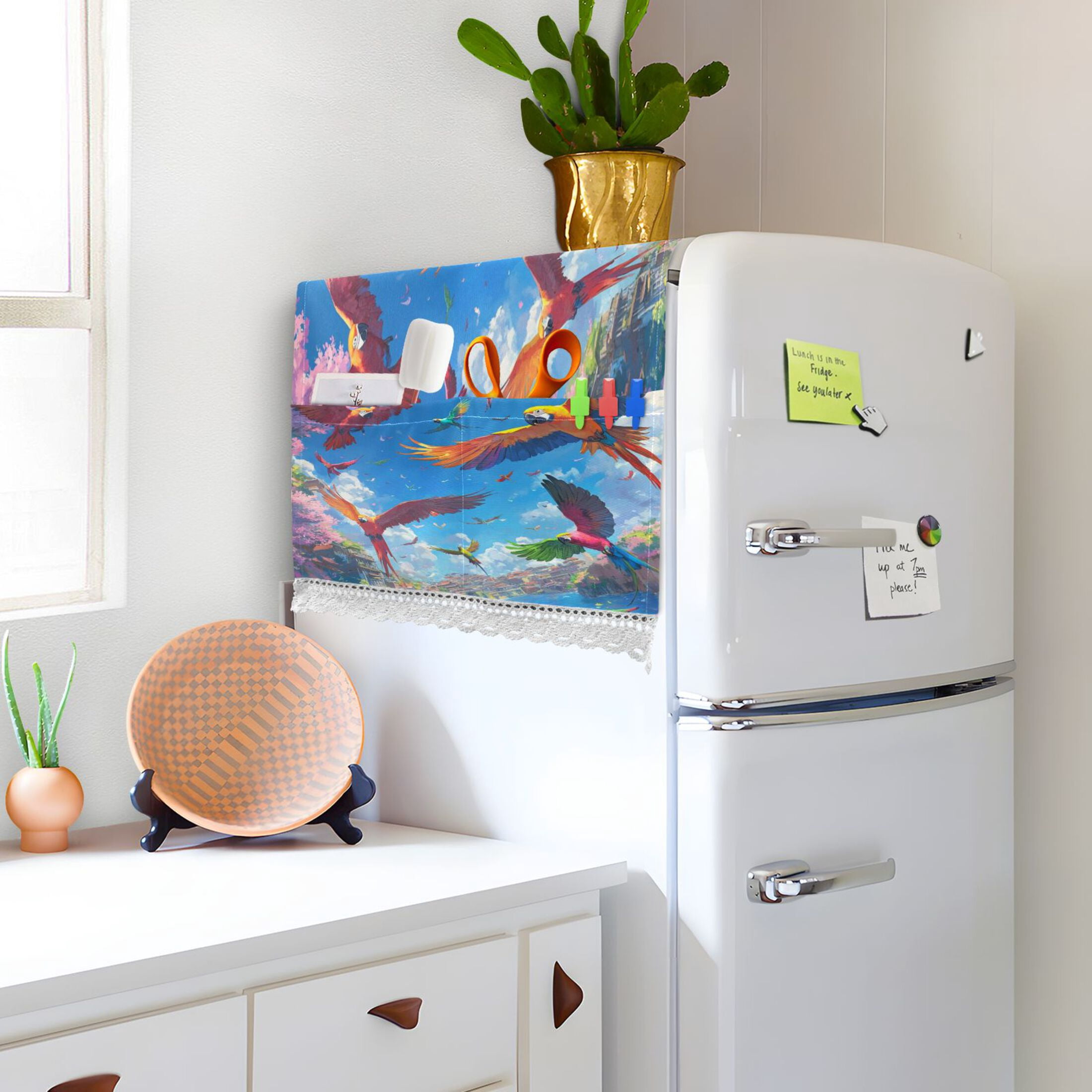 Colorful CarrotsWasher and Dryer Covers Dust-Proof and Oil Resistant Fridge Cover with 4 Storage Pockets Washing Machine Top Cover for Laundry Kitchen Home 51.2 x 22 In