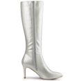 thumbnail image 4 of BLISSFUL STEP Valentine's Women's Boot Pointed Toe Side Zipper Stiletto Heel Knee High Boots Silver 6.5, 4 of 8
