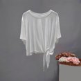 thumbnail image 2 of Noric Women Tie Front Modal T-Shirt Crew Neck Knotted Loose Fit Short Sleeve Casual Lightweight Flowy Tops, 2 of 7