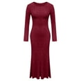 thumbnail image 5 of Turilly Women's Fall And Winter Slim Dress Fashion Knitted Solid Color Long Sleeve A-line Street Dress, 5 of 6