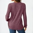 thumbnail image 4 of WTOBBY Women's T Shirt Tee Button Long Sleeve Daily Weekend Fashion Basic V-Neck Regular Top - Casual Comfort Wear with Button Detail for Stylish Outfits,Purple M, 4 of 6