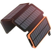 WIHE Solar Charger 25000mAh A ADDTOP Portable External Battery with 4 Panels Waterproof Power Bank with 2 USB Outdoor Camping for Phone Tablets