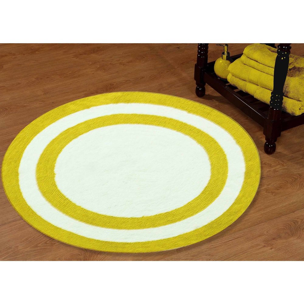 Saffron Fabs Bath Rug, 36" Round, Two Tone Reversible Solid Color