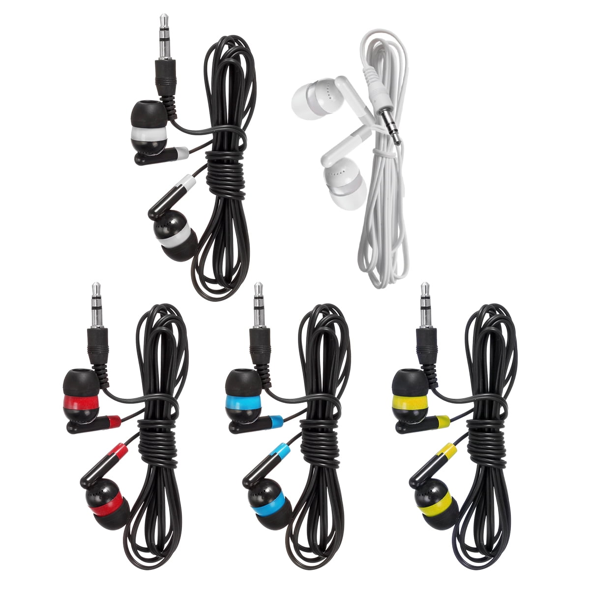 Bulk Earbuds 100 Pack Multi-color Keewonda Individually Wrapped In Ear Headphones for Schools Classrooms Libraries