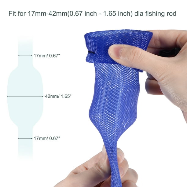 Uxcell 1.7m Blue Fishing Rod Sleeve Rod Sock Cover Braided Mesh