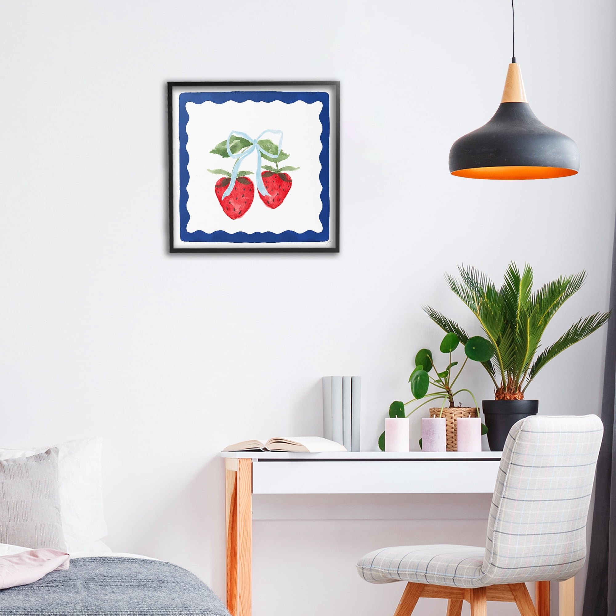 Stupell Industries Summer Bordered Strawberries Black Framed Giclee Art, design by Lucille Price