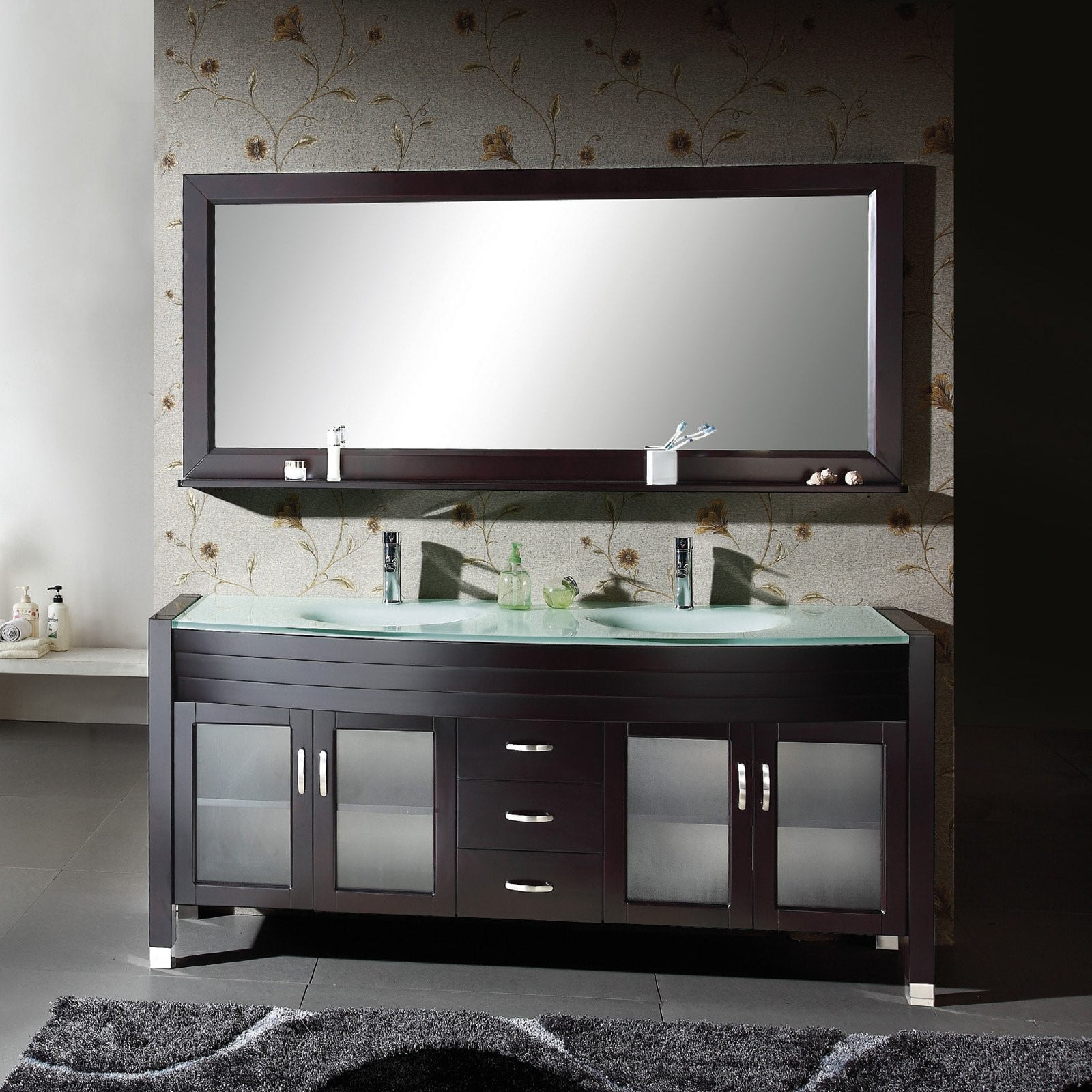 Virtu Ava 63 Double Bathroom Vanity Set With Mirror Walmartcom Walmartcom