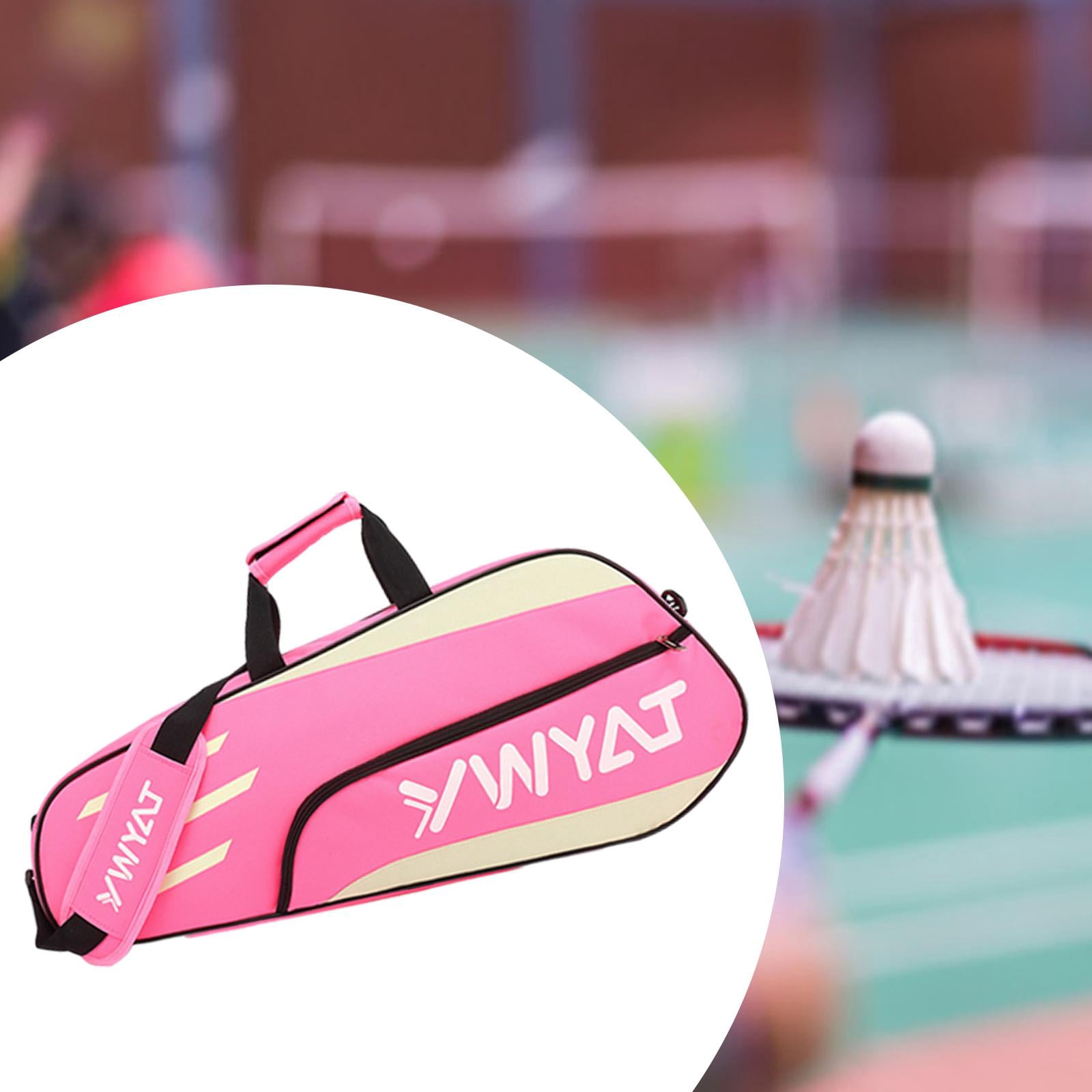 funtasica Badminton Racquet Bag Tennis Bag Outdoor Sports Gym Bag Large Capacity Racket Carry Bag Tennis Tote for Badminton Enthusiasts Pink White