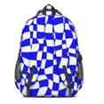 thumbnail image 3 of Blue and White Wavy Checkered Backpack for School, Cute School Bag with Adjustable Shoulder Straps and Padded Back, 16.9"x12.6"x5.9", 3 of 5