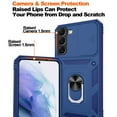 thumbnail image 4 of Jshru for Samsung Galaxy S22 Plus Case with Slide Camera Cover | 2Pcs Screen Protector, 360°Rotation Ring Kickstand Drop Protector Cover for Galaxy S22 Plus, Blue, 4 of 7