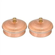 Set of 2, Copper Tableware Serving Bowl Indian Serveware Handi Set, Tureen Copper Stainless Steel Serving Dishes For Serving your favourite Dish with a Traditional Touch (No: 2 (15 cm))