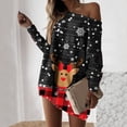 thumbnail image 2 of Camiseta sin tirantes de manga larga con cuello sesgado suelto con estampado navideño para mujer Fridja  FKASFK924, 2 of 8
