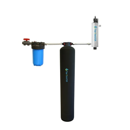 Tier1 Compatible Whole House Carbon and KDF Water Filter System with UV Water Purification for 1-3 Bathrooms - For Well Water