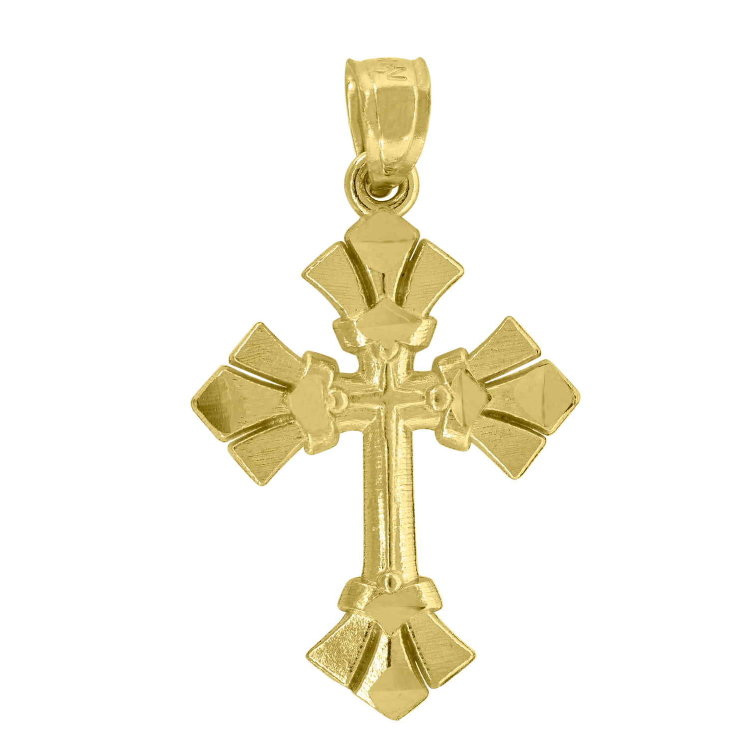 FB Jewels 14kt Yellow Gold Unisex Cross Ht:25.8mm Religious Pendant Charm