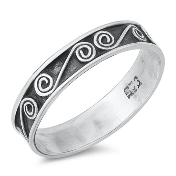 Greek Key Swirl Promise Ring .925 Sterling Silver Band Jewelry Female Male Unisex Size 7