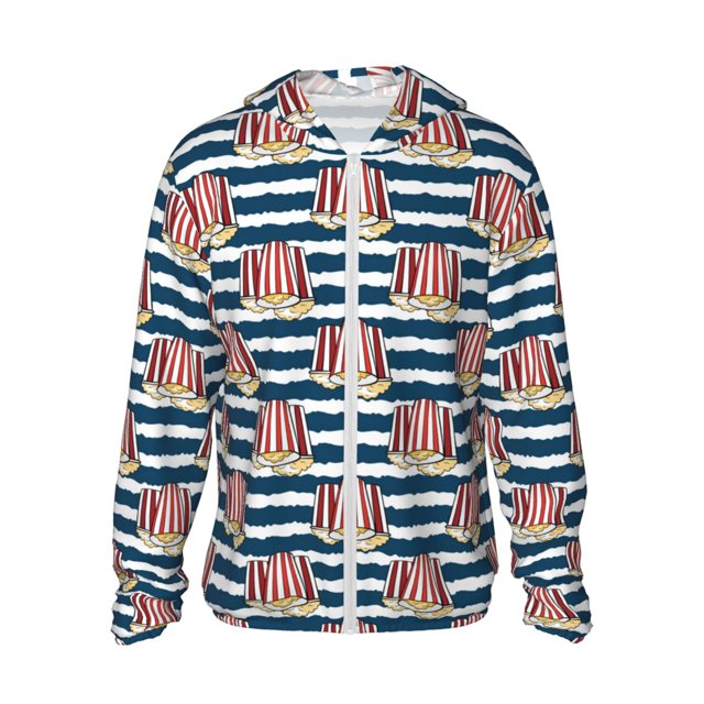 Fotbe Popcorn Chaqueta con Protección Solar UPF 50+ para Hombre y Mujer, Camisa con Capucha y Bolsillos-Medium