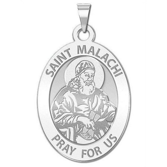 Saint Malachi Religious Medal  - 2/3 Inch X 3/4 Inch - Sterling Silver