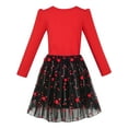 thumbnail image 3 of Girls Dress Long Sleeve Cotton Red Flower Christmas Dress 6, 3 of 6