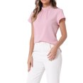 thumbnail image 4 of INSPIRAR CHIC Top de Trabajo para Mujer con Cuello Alto, Manga Corta, Espalda con Abertura, Blusa de Negocios Elegante M Rosa, 4 of 6