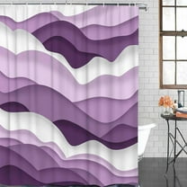 Shower Curtain Waterproof Shower Curtain for Bathroom,Bathtub,Shower, Purple Ombre Ocean Wave Shower Curtain Set with Hooks for Home Decoration 72x72 Inch