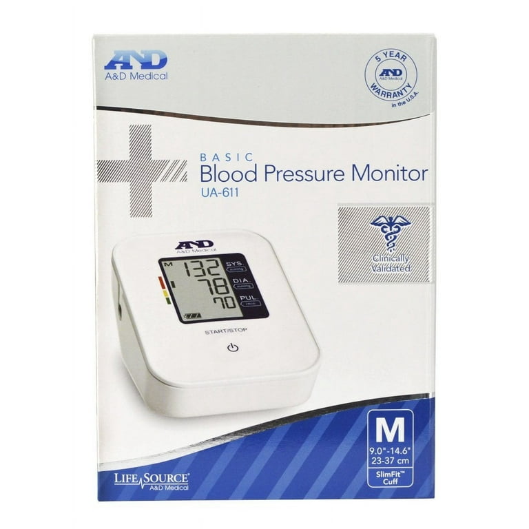 A&D Engineering Medical Easy Upper Arm Blood Pressure Monitor with Medium  Cuff UA-611 