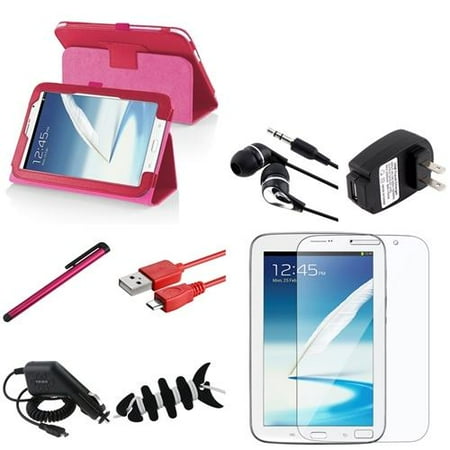 INSTEN Rose Red Leather Case Cover Stand+USB/Car/Charger For Samsung Galaxy Note 8.0 N5100