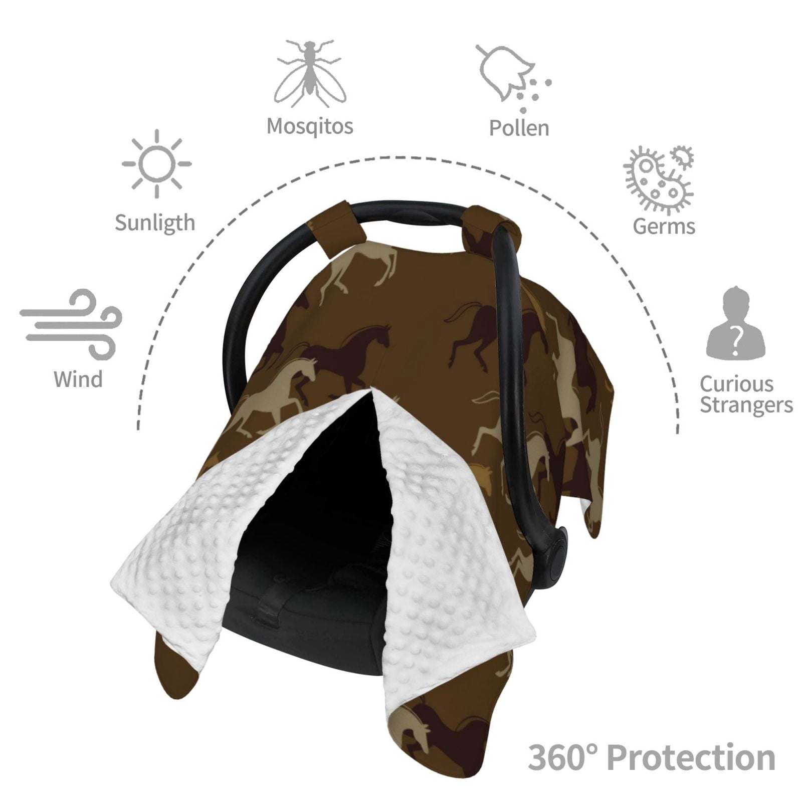 Car Seat Cover Baby - Modern Minimalist Horse Brown Breathable Infant Car Seat Cover for Baby Carseat, Lightweight Comfort Baby Essentials Must Haves Newborn Stuff for Girl Boy