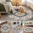 thumbnail image 6 of Vintage Bohemia Style Round Area&nbsp;Rug 3.3ft Brown Turkish Pattern Non-Slip&nbsp;Washable Circle Rugs Soft Felt Indoor Floor Mat for Bedroom Kitchen Living Room Bathroom, 6 of 9