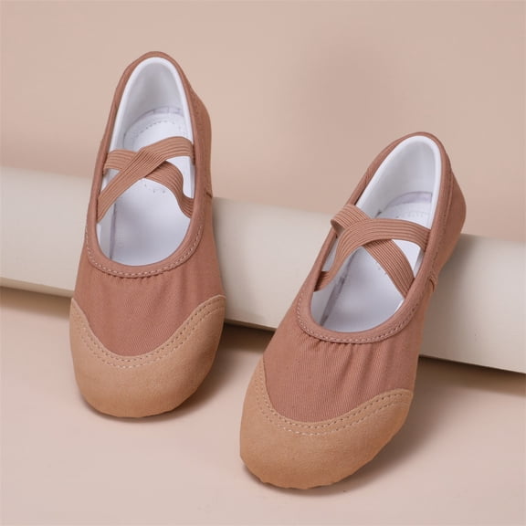 hengsof Boys' and Girls' Canvas Ballet Flats Children's Ballet Flats Elastic Dance Shoes