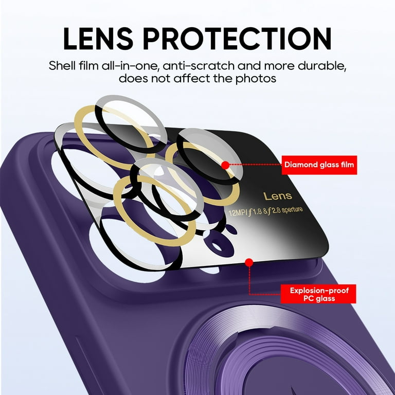 Feishell Magnetic Clear Case with Camera Lens Film Protection for iPhone 11  Pro Max 6.5 Inch,Compatible with MagSafe Wireless Charging,Stylish Plating