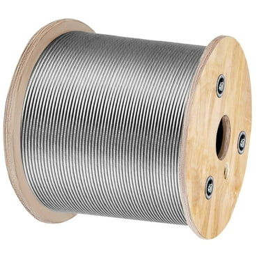 VEVOR T304 Stainless Steel Aircraft Cable, 3/16 Inch 7x19, 500FT Reel - Durable Wire Rope for Winch Cable Replacement