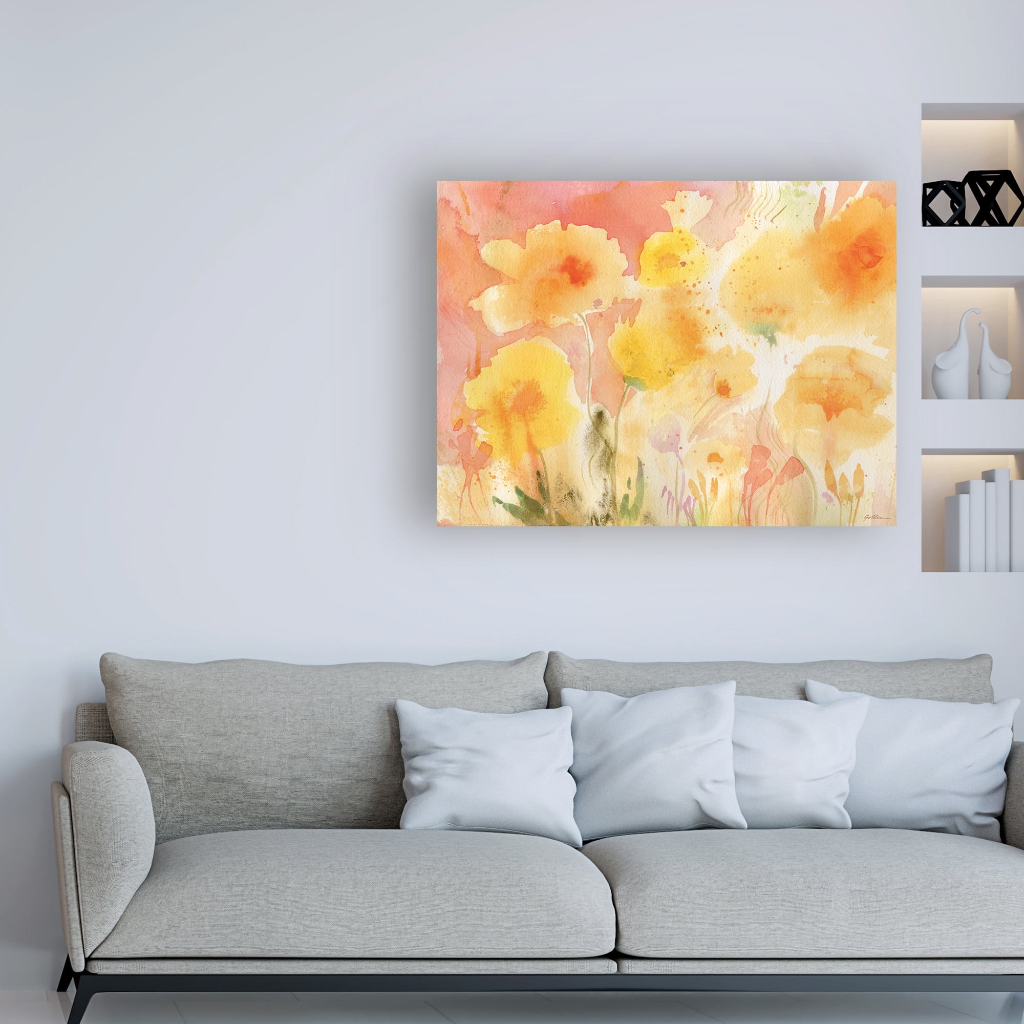 Trademark Fine Art 'Coral Sky, Yellow Garden' Canvas Art by Sheila Golden
