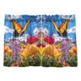 thumbnail image 7 of Yayeee Kitchen Curtains Tier Pair Light Filtering 27"x24" Rod Pocket Short Cafe Window Panel, Flower Butterfly Pattern, 7 of 7