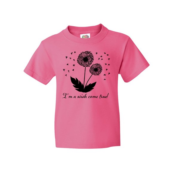 Inktastic I'm a Wish Come True Dandelion in Black Youth T-Shirt