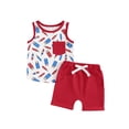 thumbnail image 2 of Aojekbee Baby Boy 4th of July Outfits Sleeveless Ice Cream Print Tank Tops + Shorts Set Toddler Summer Clothes, 2 of 10