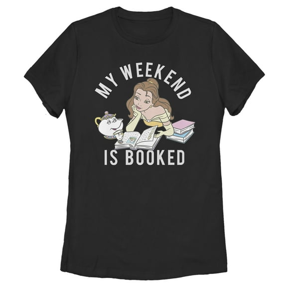 Women's Beauty and the Beast Belle My Weekend Is Booked  Graphic Tee Black Small