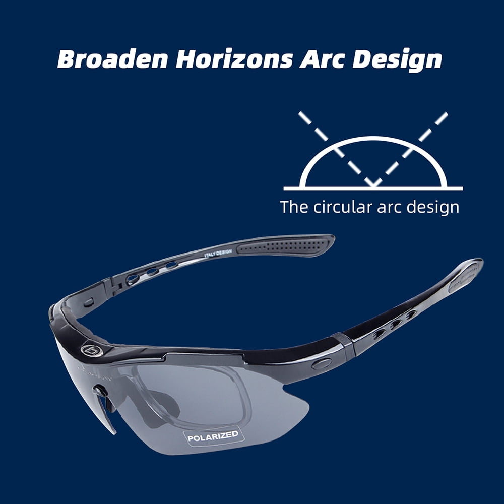 Polarized Sports Sunglasses Cycling Glasses for Men Women with 5 Interchangeable Lenses for Cycling Running Hiking UV400