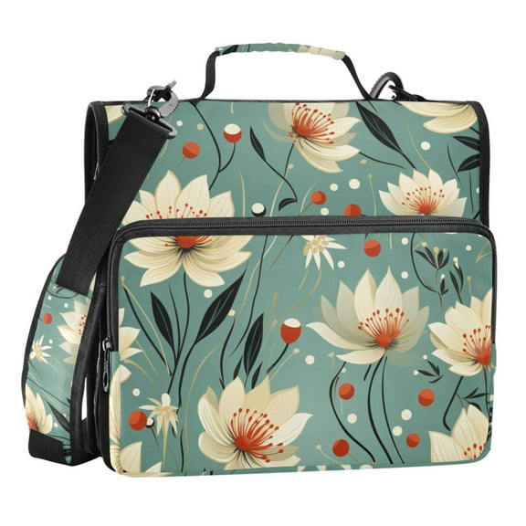 ALAZA Zipper Binder Flower and Leaf 3 Ring Trapper Keeper File Folder Organizer Bag